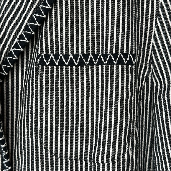 Talbots Black and White Striped Jean Jacket Blazer Size 8 - Picture 4 of 13